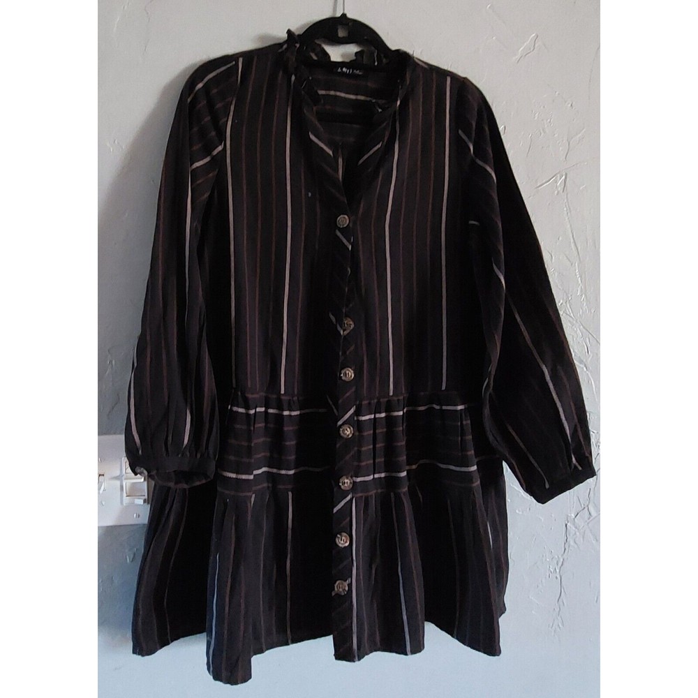 V ery J Dress Women's Size S,100% Cotton, Striped, Long Sleeve, Button Down.